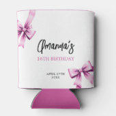 Waterverf Roze Bogen Coquette Sweet 16 Verjaardag Blikjeskoeler (Achterkant)