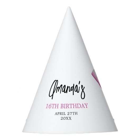 Waterverf Roze Bogen Coquette Sweet 16 Verjaardag Feesthoedjes (Voorkant)