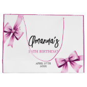 Waterverf Roze Bogen Coquette Sweet 16 Verjaardag Groot Cadeauzakje (Achterkant)