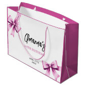 Waterverf Roze Bogen Coquette Sweet 16 Verjaardag Groot Cadeauzakje (Achterkant Gekanteld)