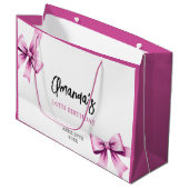 Waterverf Roze Bogen Coquette Sweet 16 Verjaardag Groot Cadeauzakje (Voorkant Gekanteld)