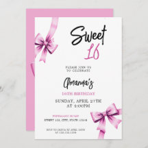 Waterverf Roze Bogen Coquette Sweet 16 Verjaardag