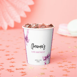 Waterverf Roze Bogen Coquette Sweet 16 Verjaardag Papieren Bekers