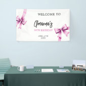 Waterverf Roze Bogen Coquette Sweet 16 Verjaardag Spandoek (Beurs)