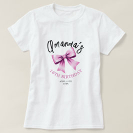 Waterverf Roze Bogen Coquette Sweet 16 Verjaardag T-shirt