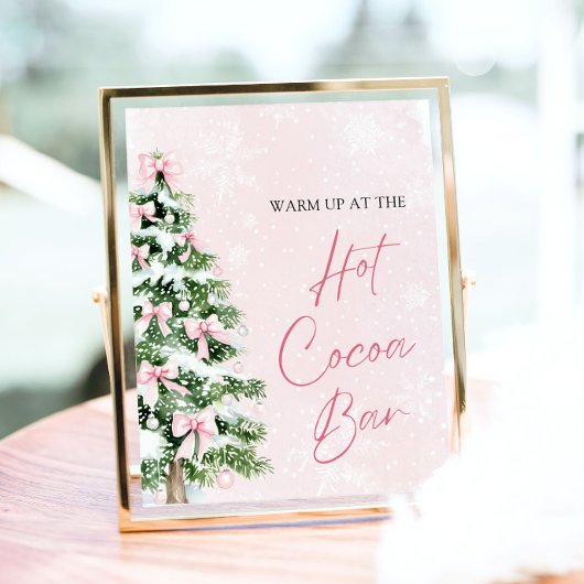 Waterverf Roze Bogen Kerstboom Hot Cocoa Bar Poster