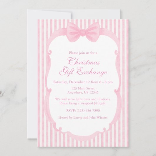 Waterverf Roze Bogen Kerstfeest Kaart (Voorkant)