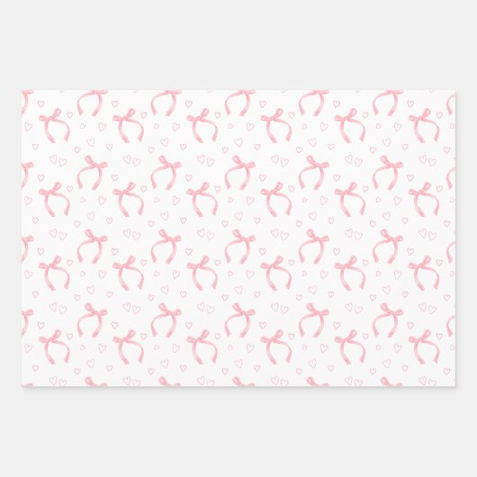 Waterverf Roze Bogen Met Harten Inpakpapier Vel (Voorkant)