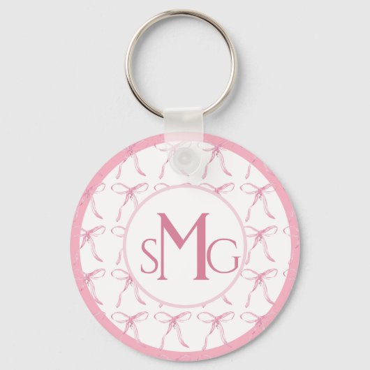 Waterverf Roze Bogen met Monogram Sleutelhanger (Voorkant)