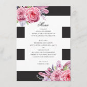 Waterverf roze boho bloemen en veren bruiloft menu (Voorkant)