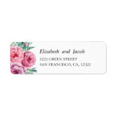 Waterverf roze boho bloemen. Huwelijksadres Etiket (Voorkant)