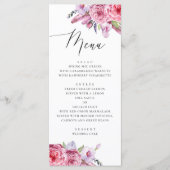 Waterverf roze boho floral and veren bruiloft menu (Voorkant)