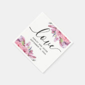 Waterverf roze boho floral and veren bruiloft servet (Hoek)