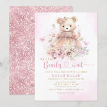 Waterverf Roze Boho Teddy Bear Meisje Baby shower
