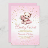 Waterverf Roze Boho Teddy Bear Meisje Baby shower Kaart (Voorkant / Achterkant)