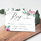 Waterverf roze boho tuin bloemrijke script trouwen RSVP kaartje