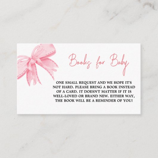 Waterverf Roze boog Baby shower Boek Aanvraag Informatiekaartje (Voorkant)