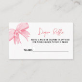 Waterverf Roze boog Baby shower Luier Raffle Informatiekaartje (Voorkant)
