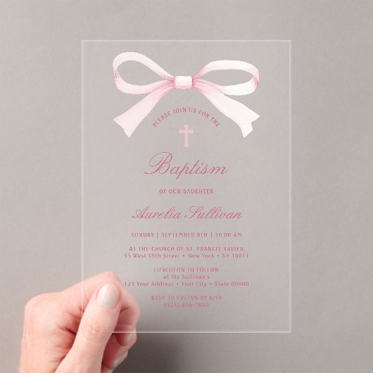 Waterverf Roze Boog Doop Acryl Uitnodigingen (Insitu (Draagbaar))