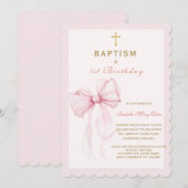 Waterverf Roze Boog Doop en Verjaardag Kaart (Voorkant / Achterkant)
