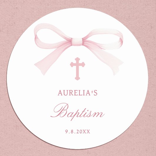 Waterverf Roze Boog Doop Ronde Sticker