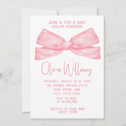 Waterverf roze boog hand geschreven baby meisje do kaart (Voorkant)