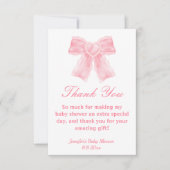 waterverf roze boog meisje baby shower bedankkaart (Voorkant)