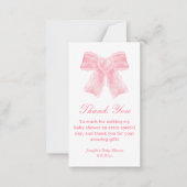 waterverf roze boog meisje baby shower dank u notitiekaartje (Voorkant)
