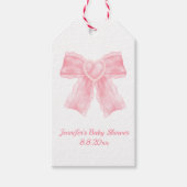 waterverf roze boog meisje baby shower eenvoudig cadeaulabel (Voorkant)