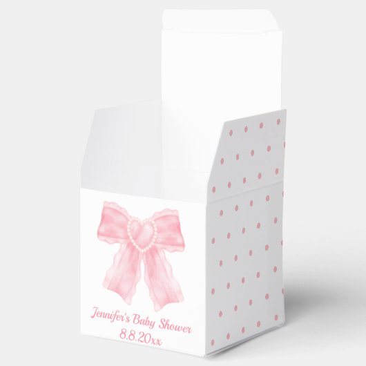 waterverf roze boog meisje baby shower polka dots bedankdoosjes (Geopend)
