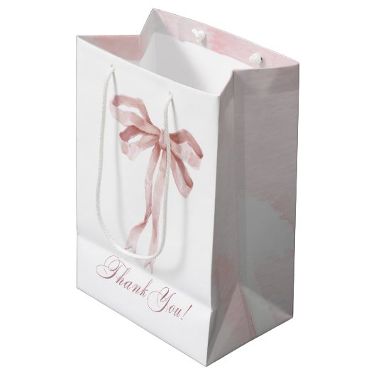 Waterverf roze boog meisje baby showerGift Bag Medium Cadeauzakje (Voorkant Gekanteld)