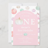 Waterverf Roze Boog Onze Kleine Pompoen Verjaardag Kaart (Voorkant)