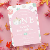 Waterverf Roze Boog Onze Kleine Pompoen Verjaardag Kaart