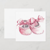 Waterverf Roze Booties voor Nieuwe Baby Girl Kaart (Voorkant / Achterkant)
