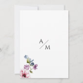 Waterverf roze bordeaux groen bloemenbruiloft kaart (Achterkant)