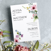 Waterverf roze bordeaux groen bloemenbruiloft kaart