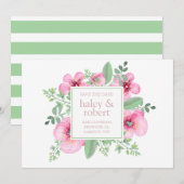 Waterverf Roze Botanisch sparen de Datum Save The Date (Voorkant / Achterkant)