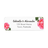 Waterverf Roze botanische Floral bruiloft Etiket (Voorkant)