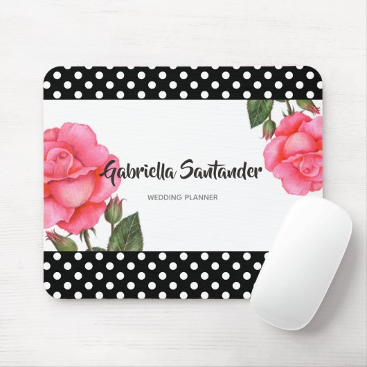 Waterverf Roze botanische Floral bruiloft Muismat (Met muis)