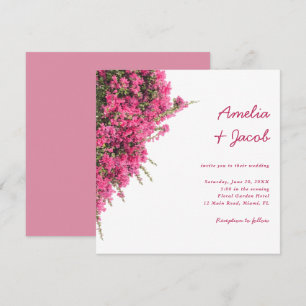 Waterverf Roze Bougainvillea Romantische Trouwdag Kaart