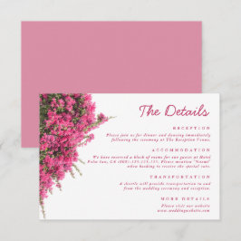 Waterverf Roze Bougainvillea Trouwdetails Informatiekaartje