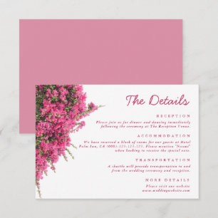 Waterverf Roze Bougainvillea Trouwdetails Informatiekaartje
