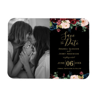 Waterverf Roze, Bourgogne en marineblauw Magneet