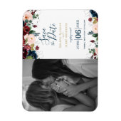 Waterverf Roze, Bourgogne en Navy Blue Flowers Magneet (Verticaal)