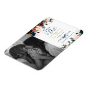 Waterverf Roze, Bourgogne en Navy Blue Flowers Magneet (Linkerzijde)