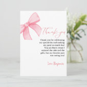 Waterverf Roze Bow Baby shower Dank u Kaart (Staand voorkant)