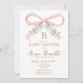 Waterverf Roze Bow Baby shower Kaart (Voorkant)