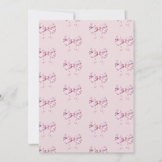 Waterverf Roze Bow Baby shower Uitnodiging (Achterkant)