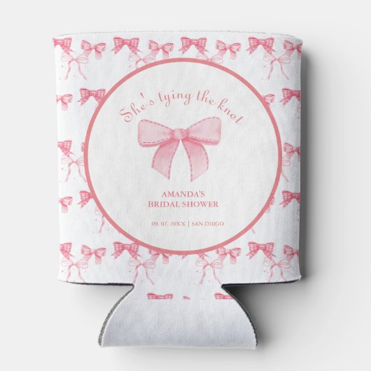 Waterverf Roze Bow Bachelorette Party Blikjeskoeler (Achterkant)