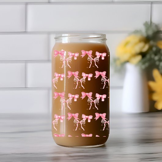 Waterverf Roze Bow Bachelorette Party Blikvorm Glas